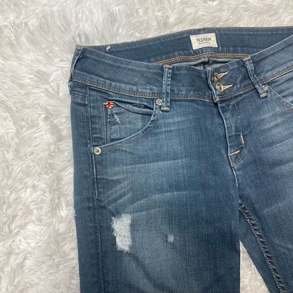 Hudson Skinny Jeans Womens Size 26 Low Rise Flap Pockets Distressed Made in USA - Picture 3 of 14